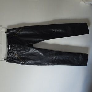 For Joseph Buttery Soft Black Leather Slim Tapered Biker Pants Womens 27